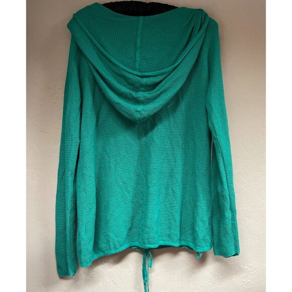 Anthropologie Sparrow Womens Green Waffle Knit Hoodie Pullover Sweater Large - Picture 2 of 8